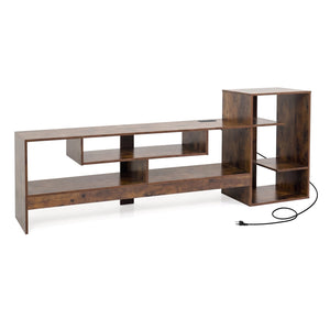 Cube TV Stand for 55 Inch TV with Power Outlets and Open Storage Shelves-Rusticbrown view 4