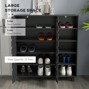 Shoe Cabinet, 21 Pair Shoe Storage Cabinet Organizer with 5-tier Double Door Cupboard and 5-tier Open – view 10