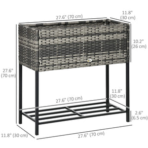 Rattan Raised Garden Boxes, Elevated Flower Beds with Storage Shelf for Herbs, Flowers, Vegetables, Brown – view 16