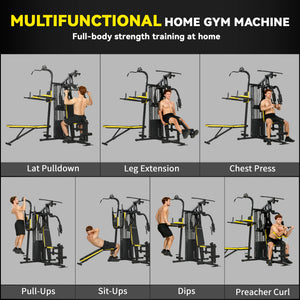 Soozier Multifunction Power Tower for Back, Chest, Arms & Leg Workouts All-in-One Home Gym with Weight Stack and Pulley System for Full Body Training