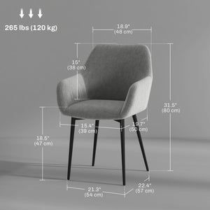 Dining Chairs Set of 2, Velvet-look Fabric Upholstered Kitchen Chairs with Backrest – view 9