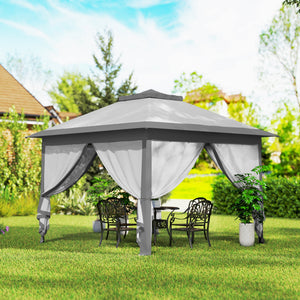 11' x 11' Pop Up Gazebo, Double Roof Foldable Height Adjustable Canopy Tent with Mesh Sidewalls – view 21
