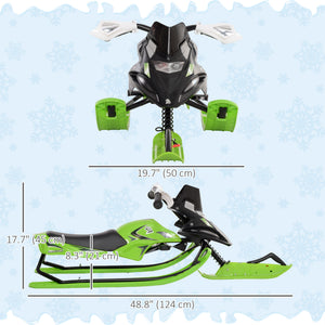 Kids Snow Racer Sleds with Padded Rubber Seat, Green