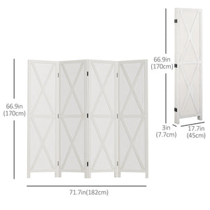 4-panel Wall Partition Farmhouse Room Separator with Foldable Design Wooden Frame 5.6FT, Walnut – view 23