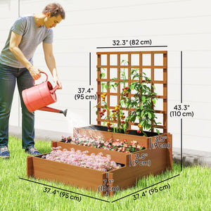 Wooden Elevated Planter Box with Trellis for Climbing Plants, 3 Tier Raised Garden Bed for Garden, Outdoor – view 2