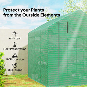 8' x 6' x 7' Portable Walk-In Greenhouse Hot House with 18 Shelves, Water/UV Resistant Weather Cover, & Roll Up Door