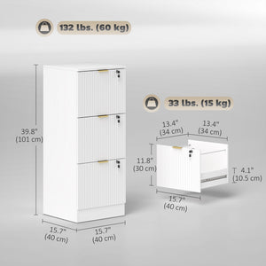 Lockable Filing Cabinet with 2 Fluted Drawers, File Cabinet with Adjustable Hanging Rails for A4 Letter – view 23