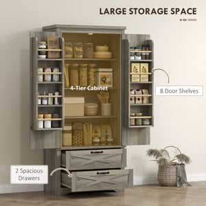Farmhouse Kitchen Pantry Storage Cabinet, 64" Freestanding Kitchen Pantry Cabinet with Drawers – view 18