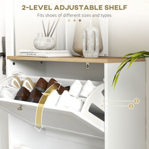 Slim Shoe Storage Cabinet, Modern Shoe Cabinet with 2 Flip Drawers and Adjustable Shelves for 8-12 Pairs – view 11