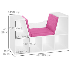 6-Cubby Bookcase with Seat Cushion, Cube Storage Shelf with Reading Nook for Home Office, Study, Blue – view 9