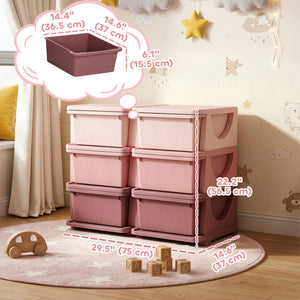 Qaba 3 Tier Kids Toy Organizer and Storage Bins with 6 Plastic Drawers