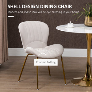 Dining Chairs Set of 2, Modern Accent Chair with Cushioned Backrest, Upholstery for Living Room, Cream White