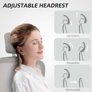 Ergonomic Mesh Office Chair, High Back Desk Chair with Rotatable Headrest, Flip-Up Armrests – view 11