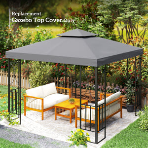 10' x 10' Square 2-Tier Gazebo Canopy Replacement Top Cover Outdoor Garden Sun Shade, Replacement Top Only, Dark Grey
