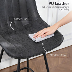 Set of 2 Counter Height Barstools, PU Leather Upholstered Bar Stools with Backrest – view 6