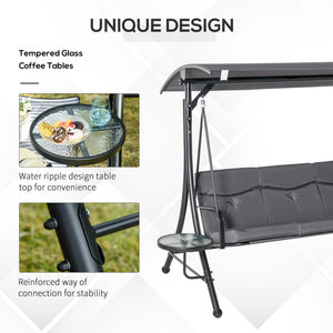 3 Seat Outdoor Swing Chair Steel Swing Bench Porch Swing With Adjustable Canopy – view 5