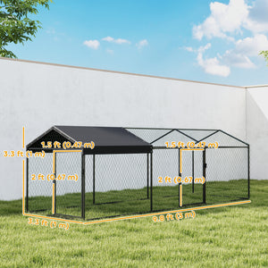 Large Metal Chicken Coop, Chicken Run with Waterproof & Anti-UV Cover for 3-5 Poultry, Outdoor Poultry Cage Rabbit Hutch