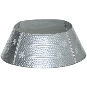 26" Christmas Tree Base Cover, Christmas Tree Collar with Hollow Snowflake Pattern for Holiday, Party, Silver