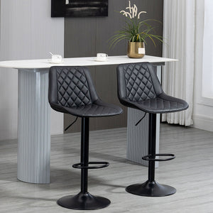 Bar Stools Set of 2, Swivel Counter Height Barstools with Back, Footrest, Adjustable Height, Black – view 7