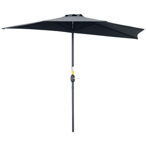 9ft Half Patio Umbrella Round Balcony Umbrella Waterproof Window Sun Shade w/ 5 Ribs Beige