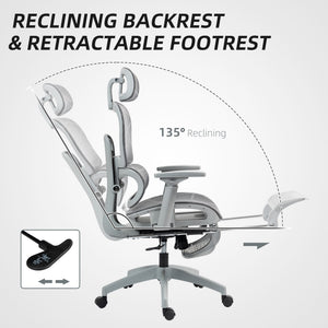 Mesh Office Chair with 3D Armrest, High Back Desk Chair with Lumbar Support, 135° Reclining – view 12