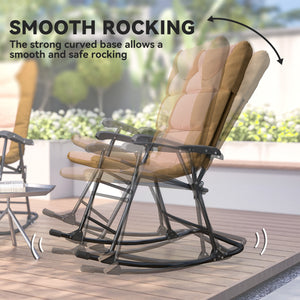 Folding Rocking Chair Set of 2 Padded Rockers with Armrest, Navy Blue – view 27