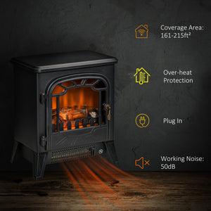 Freestanding Electric Fireplace Stove Heater with Realistic Flame Effect, Overheat Protection, 750W/1500W – view 5