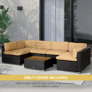 Outdoor 14pc Patio Rattan Sofa Set Cushion Polyester Cover Replacement Set - No Cushion Included Beige – view 10