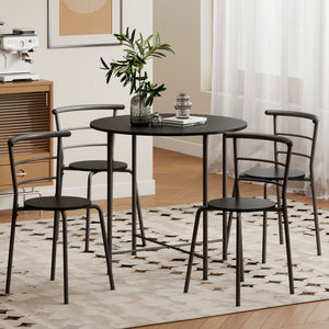 5 Piece Dining Table Set, Space Saving Round Dining Set for 4 with Metal Frame for Small Spaces – view 7