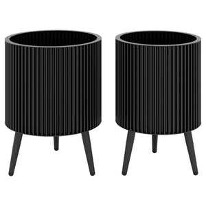 Decorative Flower Pots with Stand and Drainage Holes Set of 2-M