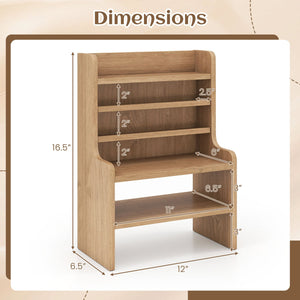Desktop Organizer 6-Tier Mini Storage Rack with 2 Removable Shelves-Natural view 6