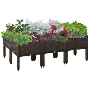 2-piece Raised Garden Bed PP Raised Flower Bed Plant Stand Stackable Vegetable Herb Grow Box