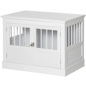 31" Dog Crate Furniture End Table with Three Doors for Small Dogs, Coffee – view 8