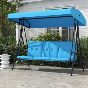 3-Seat Outdoor Porch Swing Patio Swing with Adjustable Canopy, Side Tray, Removable Cushion for Garden – view 7