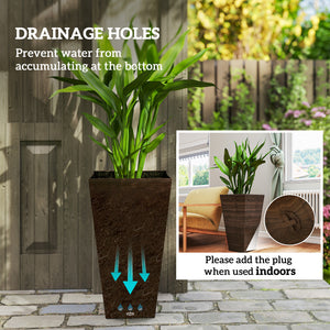 Tall Planter for Outdoor Plants Set of 3, 28 Inch Taper Planter with Drainage Holes, Bronze – view 11