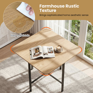 Dining Table Set with 4 Upholstered Stools and Metal Frame-Natural view 8