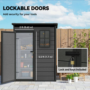 5 x 3FT Garden Shed with Floor, Outdoor Storage Shed with Lockable Door, Window and Vent for Backyard – view 5