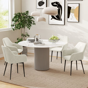 Dining Chairs Set of 2, Velvet-look Fabric Upholstered Kitchen Chairs with Backrest – view 6