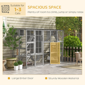 Large Outdoor Catio with Condos, Platforms, Doors, Ladders, Weather-Resistant Roof, Grey – view 6