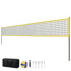 Soozier 31ft Portable Volleyball Net Set with Adjustable Height Steel Poles, Volleyball, Boundary Line and Carrying Bag