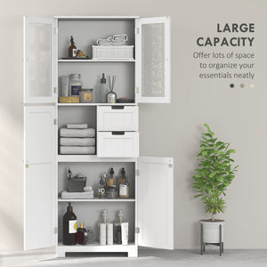 Floor Bathroom Storage Cabinet, Tall Bathroom Cabinet with Adjustable Shelves, for Kitchen, Living Room, White