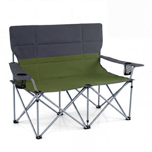 Double Camping Chair with Carry Bag Cup Holders-Green view 4