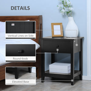 Modern Style Nightstand, Small End Table with Drawer and Storage Shelf for Bedroom, Living Room, Black – view 5