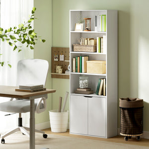 4-Tier Open Bookshelf with Doors Modern Home Office Bookcase Storage Cabinet for Living Room Bathroom – view 14