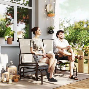 Patio Glider Rocking Chair 2 Person Outdoor Loveseat Rocker Garden Furniture Bench, Grey – view 21