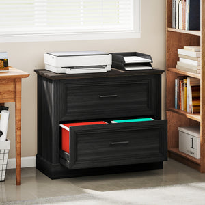 Lateral Filing Cabinet, Farmhouse File Cabinet with 2 Silent Drawers for Letter/A4/Legal Size Files, Black – view 7