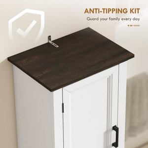 65" Tall Bathroom Storage Cabinet, Freestanding Farmhouse Slim Bathroom Cabinet with 2 Doors, Shelves and Drawer, White