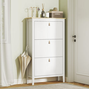 Narrow Shoe Cabinet with 2 Flip Drawers, Adjustable Shelves for Entryway, Holds 10-14 Pairs, White – view 14