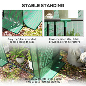 Mini Greenhouse with 3 Tier Shelves, 3 Roll-Up Doors for Indoor Outdoor, Green – view 13