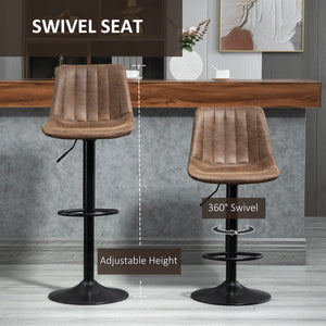Adjustable Bar Stools Set of 2, Leathaire Swivel Barstools with Back and Footrest – view 5